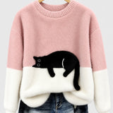 Clíona - Fluffy Cat Colour Block Jumper