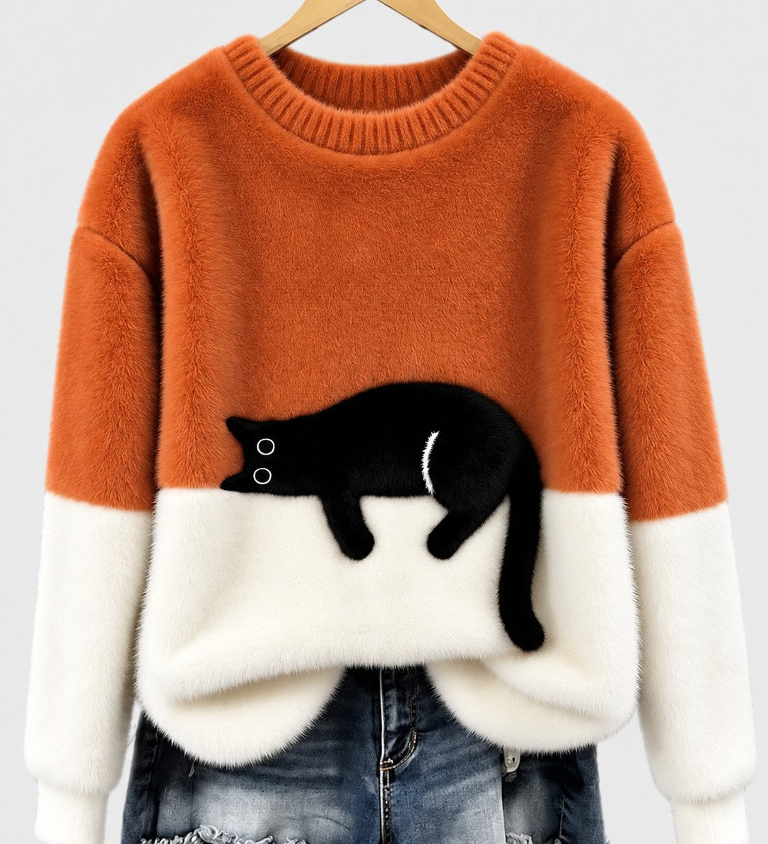 Clíona - Fluffy Cat Colour Block Jumper
