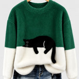 Clíona - Fluffy Cat Colour Block Jumper