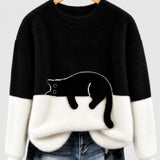 Clíona - Fluffy Cat Colour Block Jumper