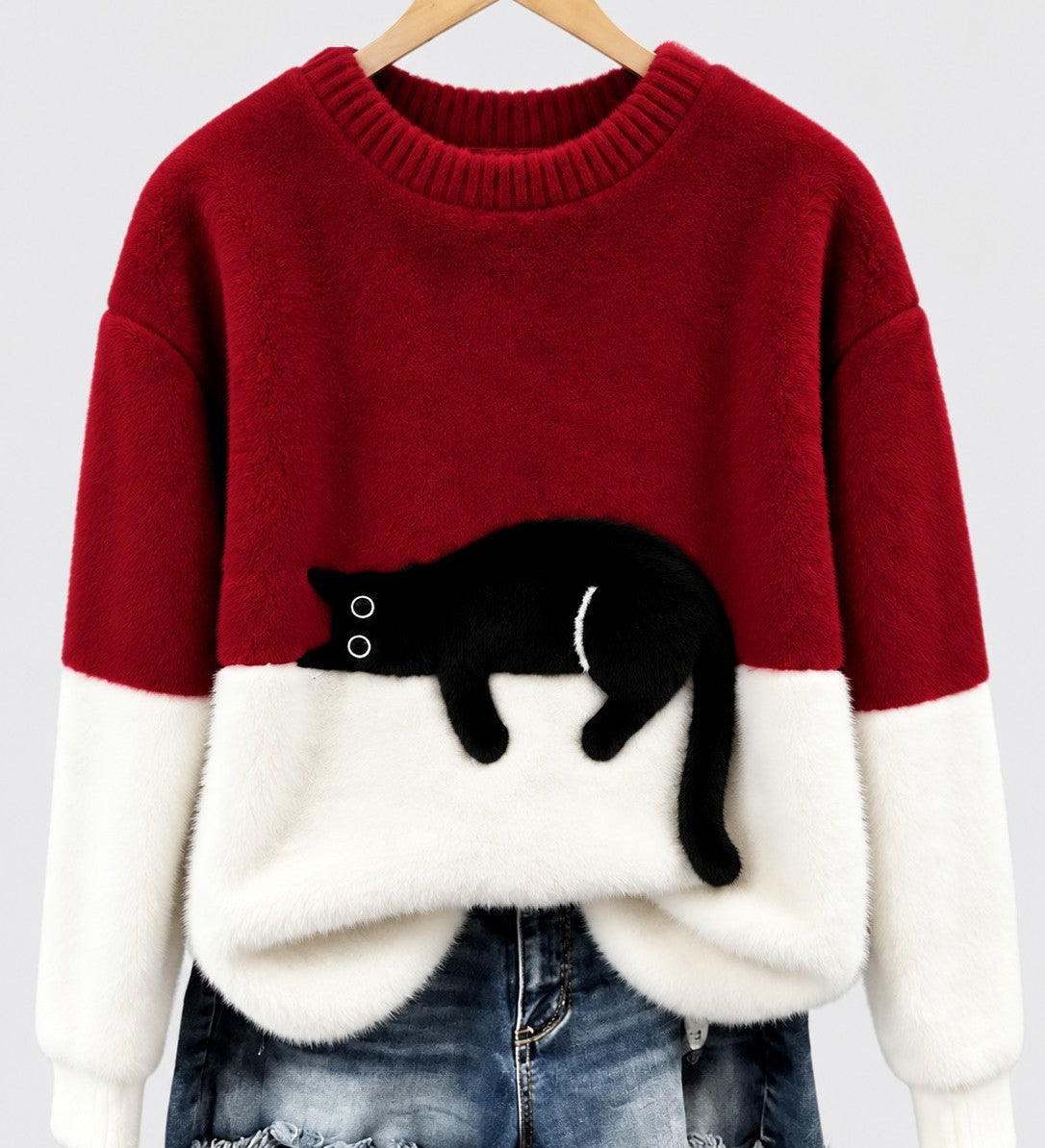 Clíona - Fluffy Cat Colour Block Jumper