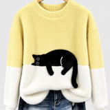 Clíona - Fluffy Cat Colour Block Jumper