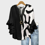 Sorcha - Ruffled Abstract Print Blouse