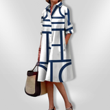 Blánaid - Geometric Pattern Midi Dress