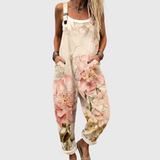 Beige Graphic Dungarees
