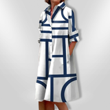 Blánaid - Geometric Pattern Midi Dress