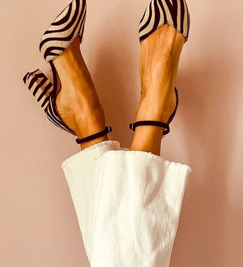 Blánaid - Striped Zebra Sandals