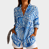 Colleen - Vibrant Shell Pattern Blouse