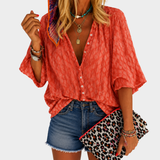 Sinead - Coral Breeze Button-Up Top