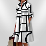 Blánaid - Geometric Pattern Midi Dress