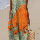 Noreen - Oceanic Boho Midi Dress