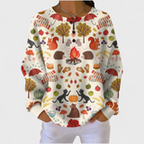 Méabh | Cream Jumper Featuring Autumn Forest Design