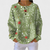 Siobhán | Festive Green Jumper Featuring Christmas Tree Design