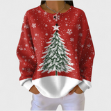 Sinéad | Festive Red Jumper Featuring Christmas Tree Motif