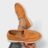 Bébhinn - Beige Lace Slip-On Moccasins