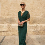 Caoimhe - Pleated V-Neck Maxi Dress